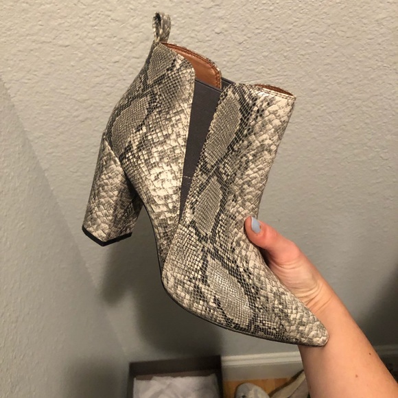 bcbg snakeskin booties